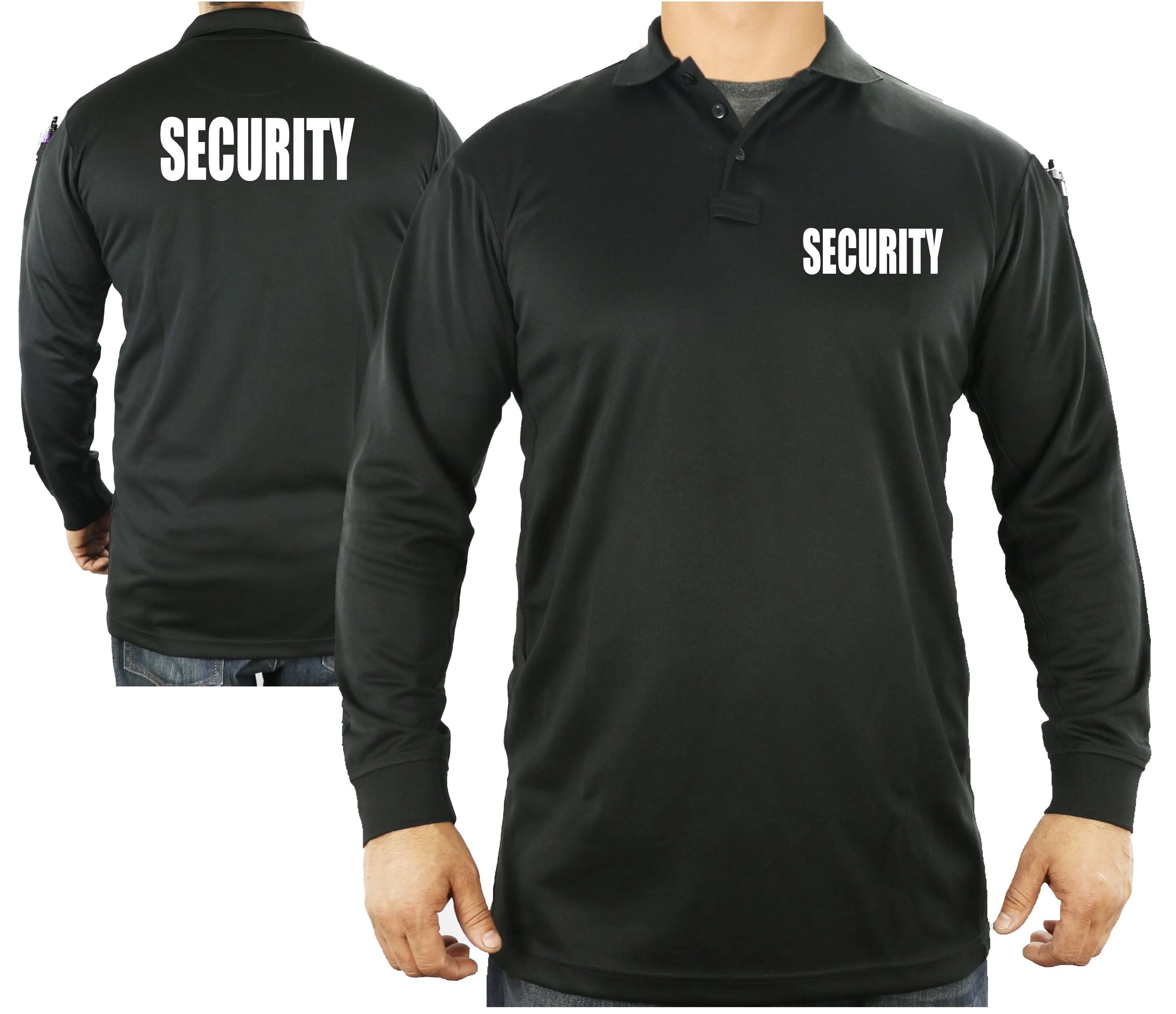 100% Polyester Security Tactical Performance Polo Long Sleeve Shirt