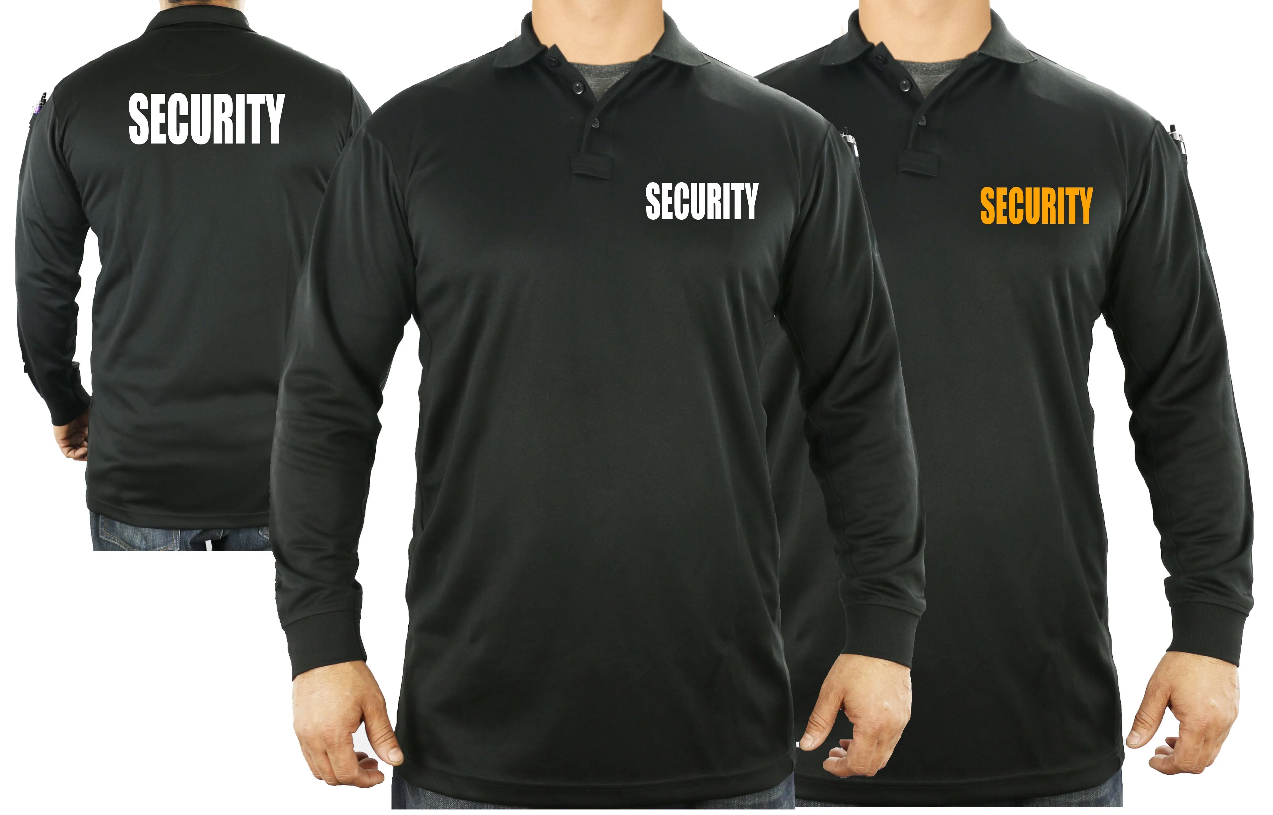 100% Polyester Security Tactical Performance Polo Long Sleeve Shirt