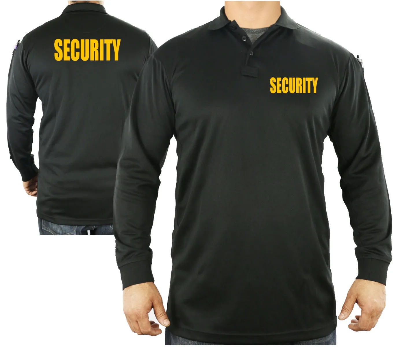 100% Polyester Security Tactical Performance Polo Long Sleeve Shirt