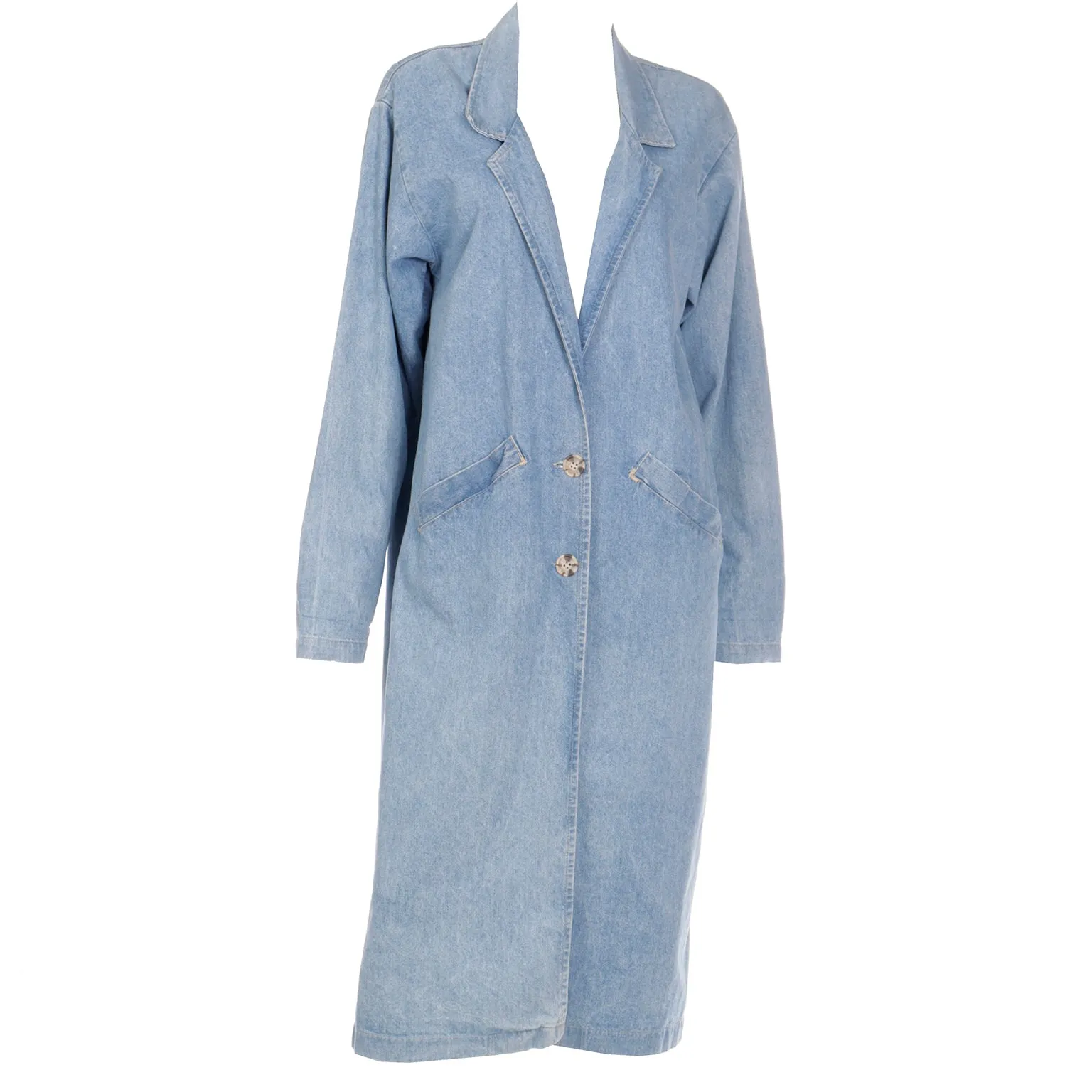 1980s Vintage Denim Blue Jean Duster Coat