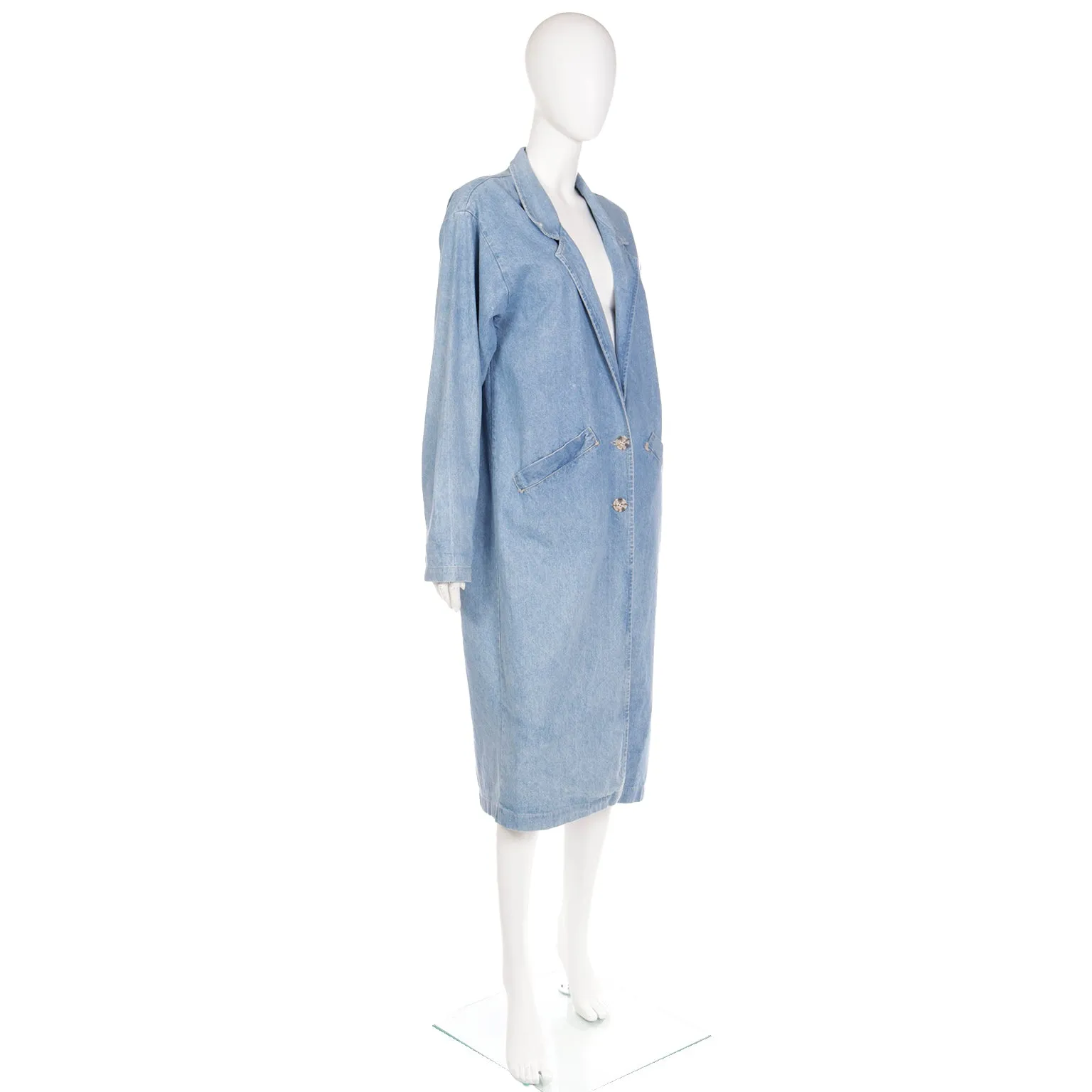 1980s Vintage Denim Blue Jean Duster Coat