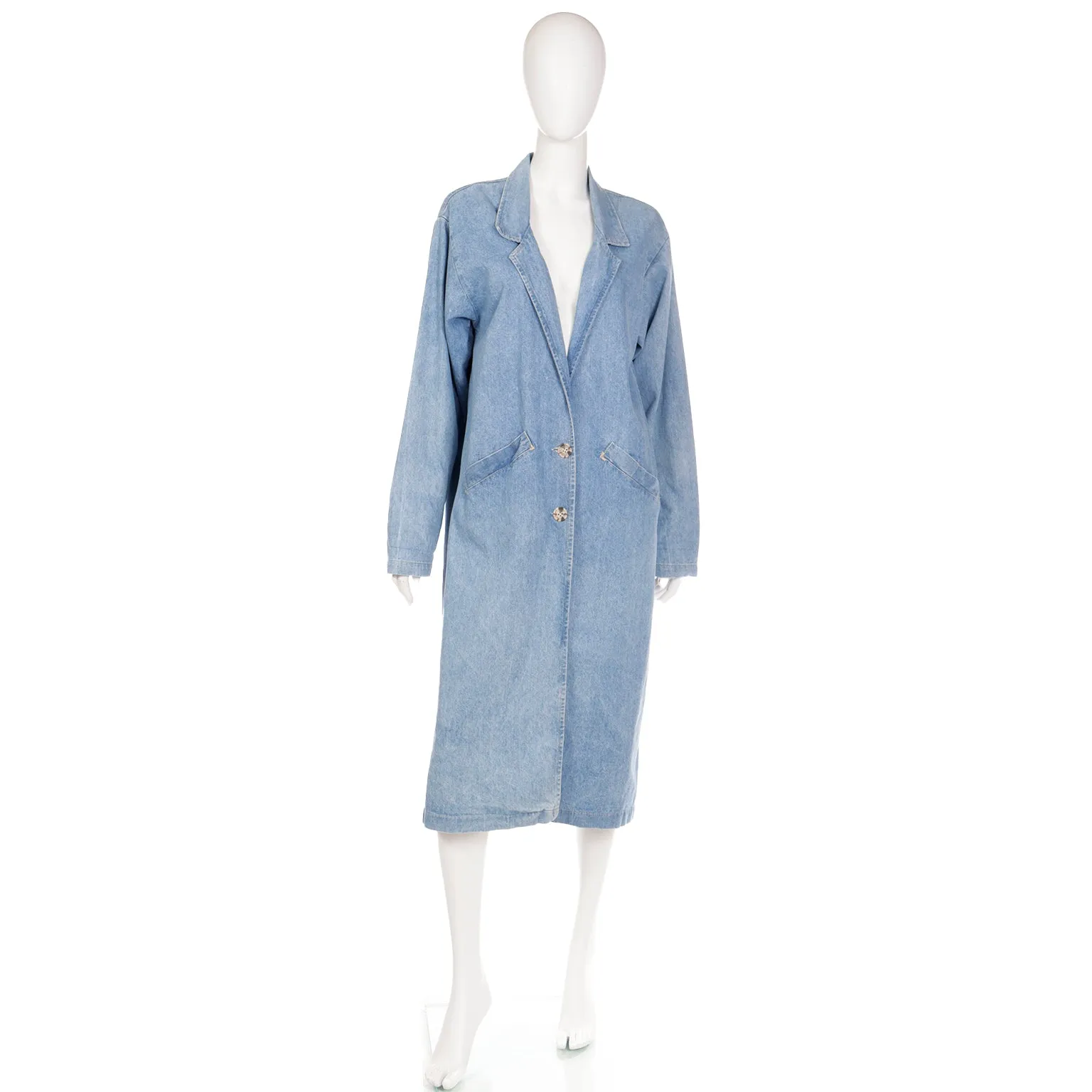 1980s Vintage Denim Blue Jean Duster Coat