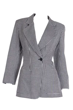 1990s Isaac Mizrahi Black and White Checked Blazer Jacket