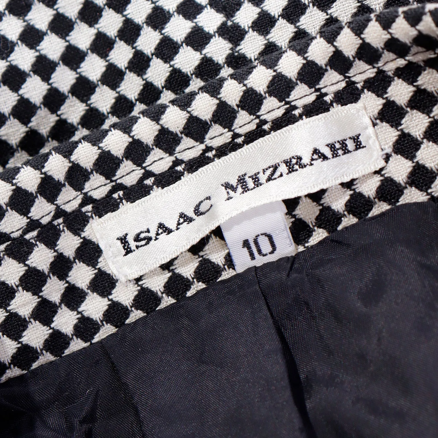 1990s Isaac Mizrahi Black and White Checked Blazer Jacket