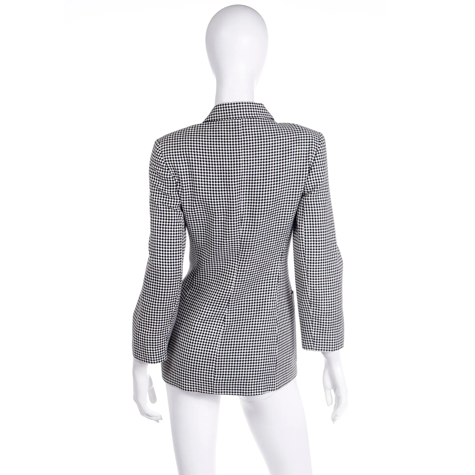 1990s Isaac Mizrahi Black and White Checked Blazer Jacket