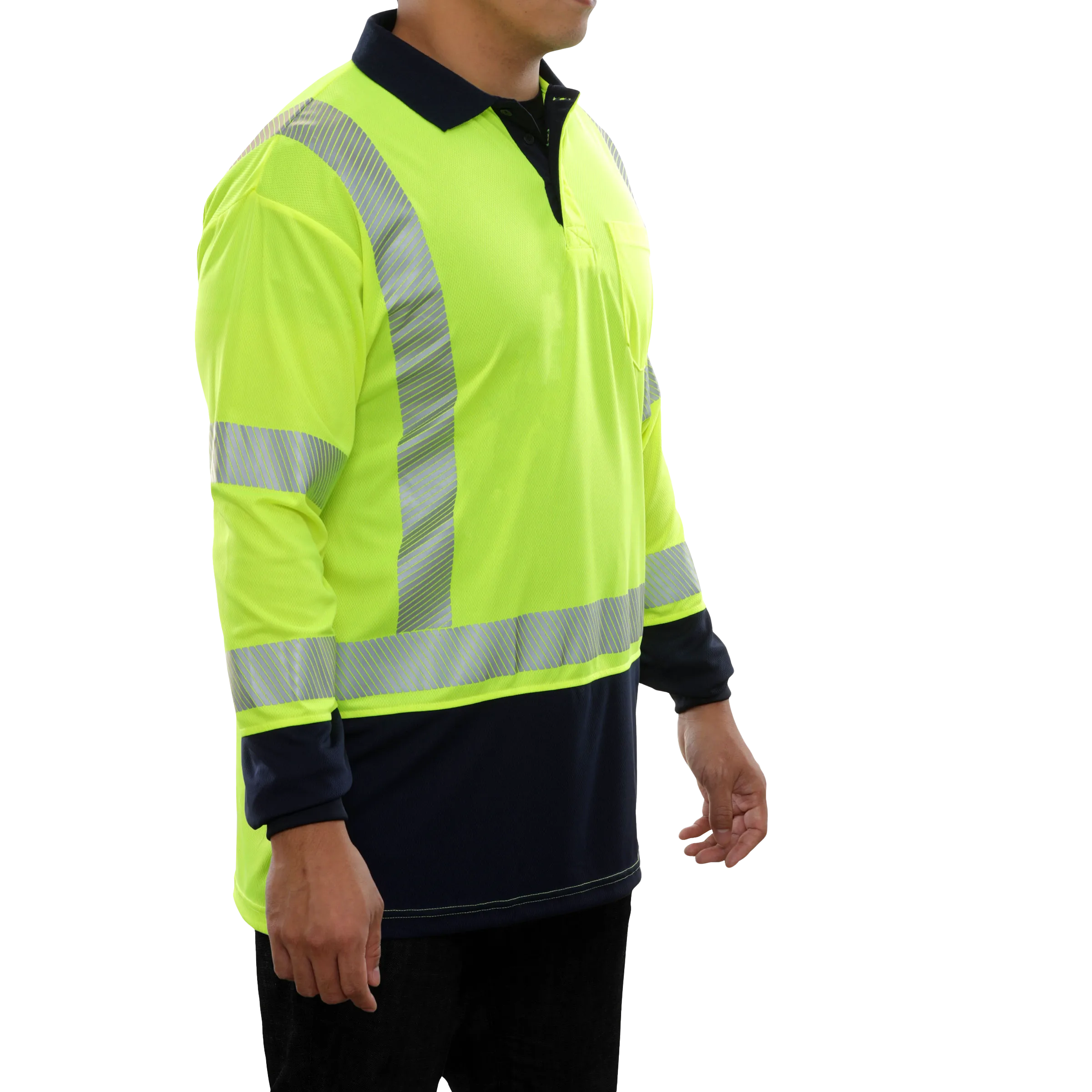 316CTLN Hi-Vis Two-Tone Long Sleeve Pocketed Safety High Visibility Polo Shirt