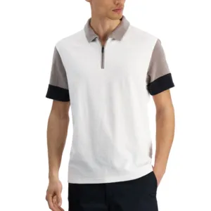 ALFANI Men's Colorblocked Egret Cream, Gray, & Black Polo Shirt, Size XXL, NWT!