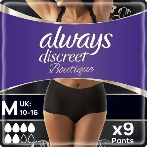 Always Discreet Boutique, Incontinence Underwear Black Medium x9