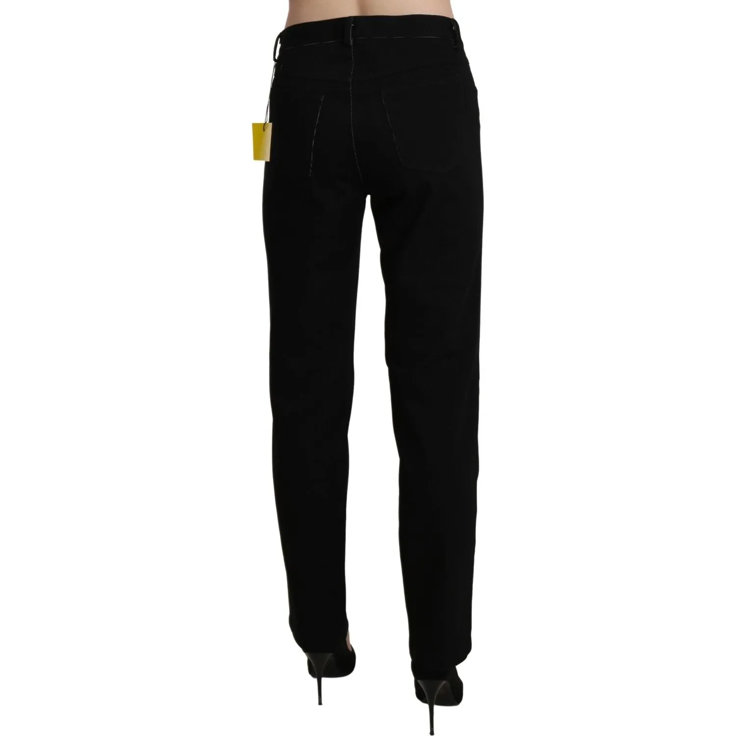 BENCIVENGA Elegant High Waist Straight Black Trousers