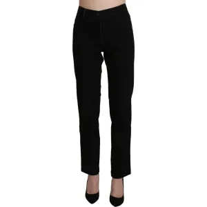 BENCIVENGA Elegant High Waist Straight Black Trousers