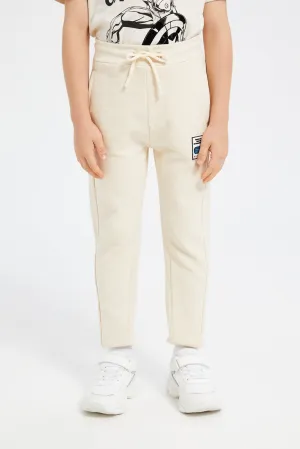 Boys Beige Ottoman Active Pants