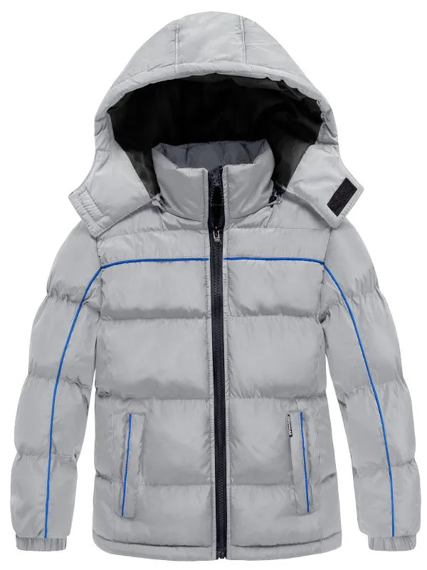 Boys Padded Winter Coat Warm Puffer Jacket with Hood Windproof