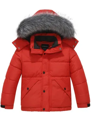 Boy's Warm Winter Coat Quilted Puffer Jacket Water Resistant Hooded Parka