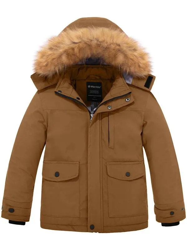 Boy's Waterproof Winter Coat Thicken Parka Jacket  Ski Jacket with Fur Hood