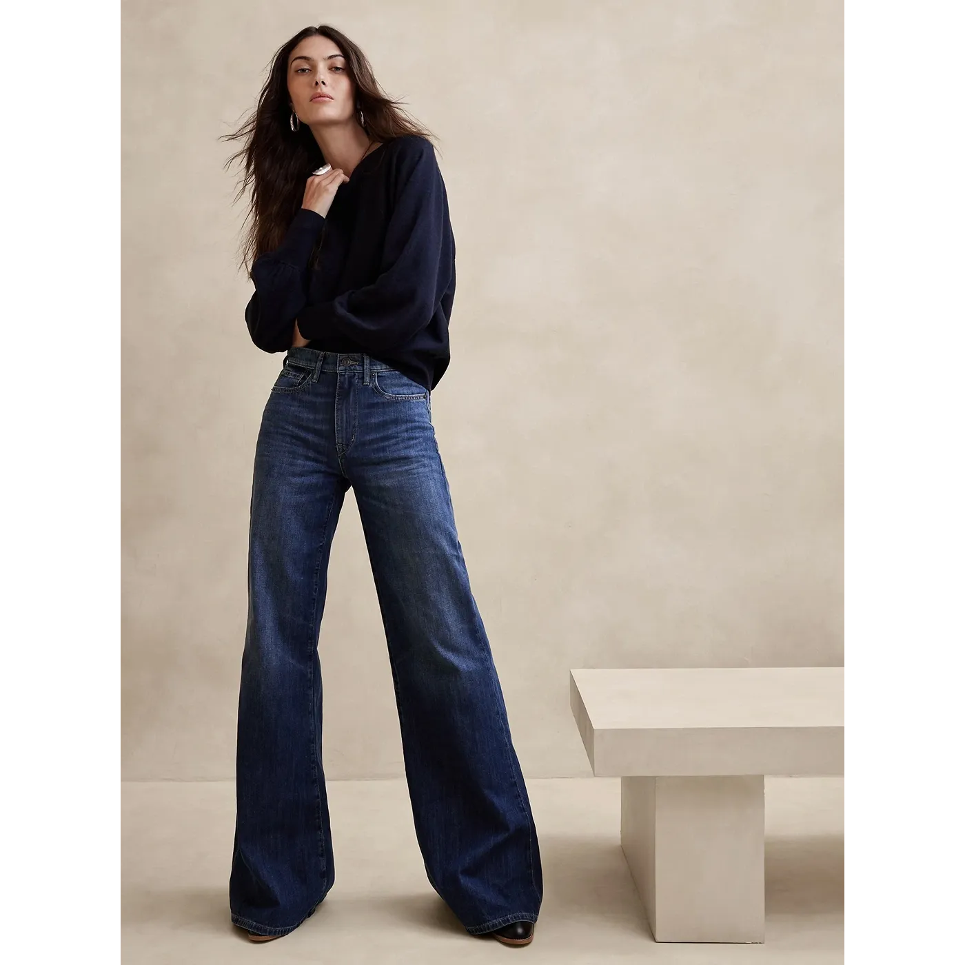 BR Dark Blue Wide Leg Jeans