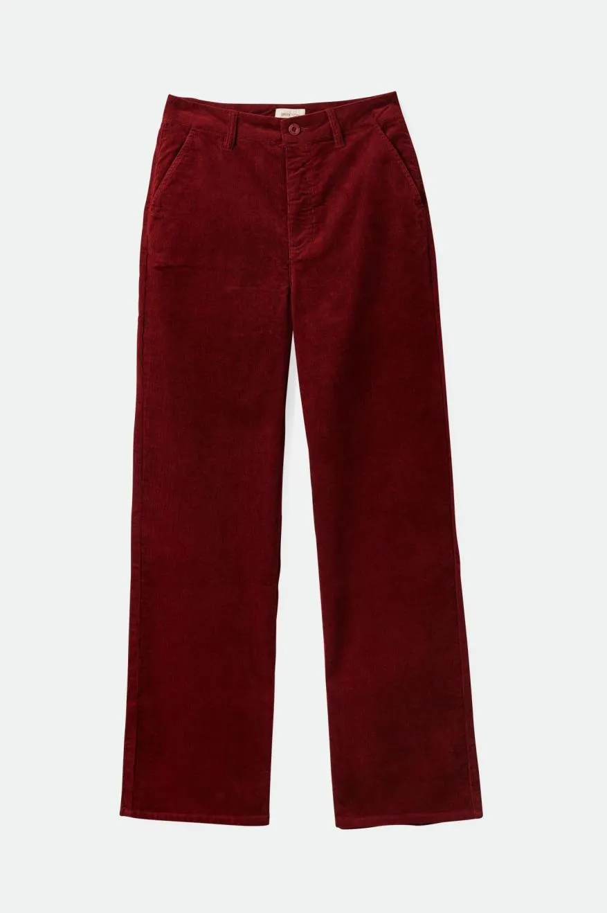 Brixton Victory Full Length Wide Leg Pant - Dark Burgundy