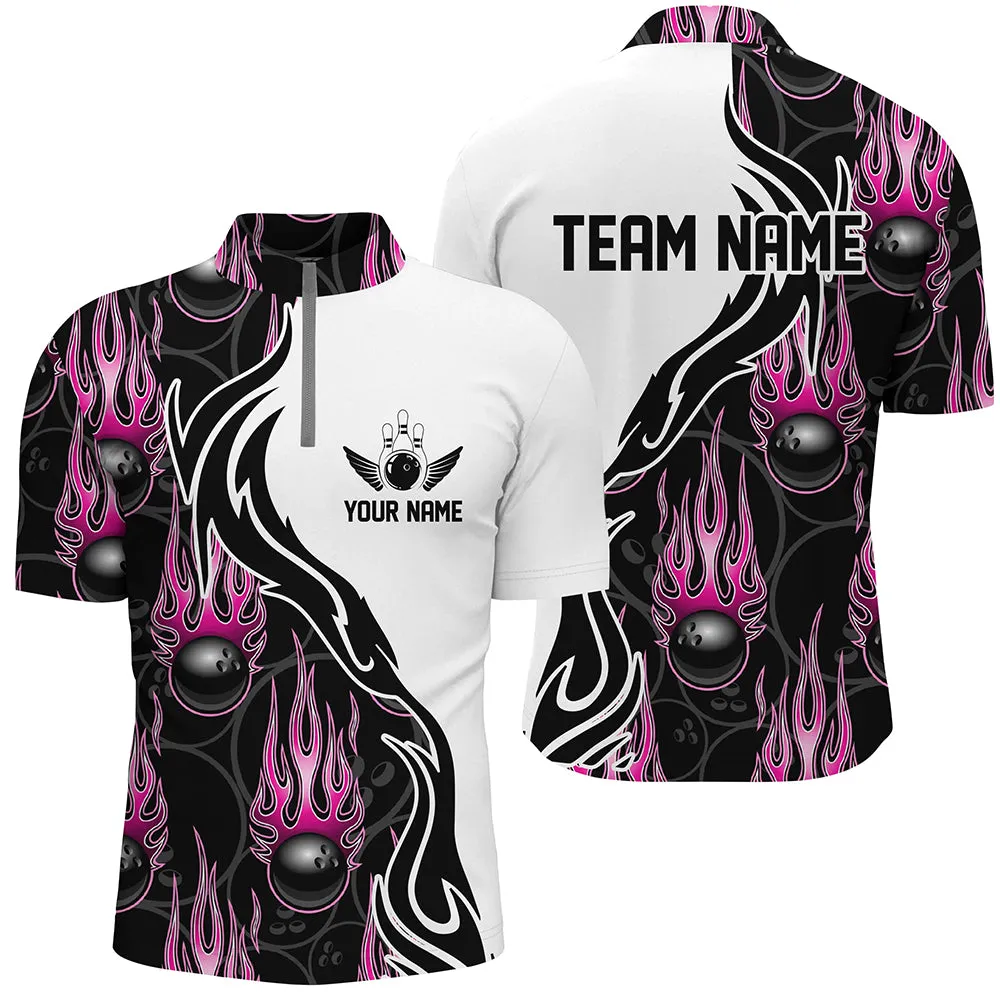 Custom Bowling Shirts For Men And Women, Personalized Flame Multicolor Bowling Team Jerseys