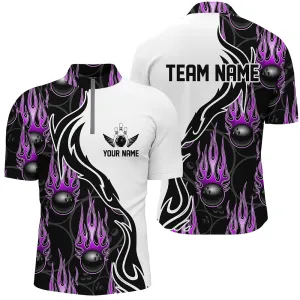 Custom Bowling Shirts For Men And Women, Personalized Flame Multicolor Bowling Team Jerseys