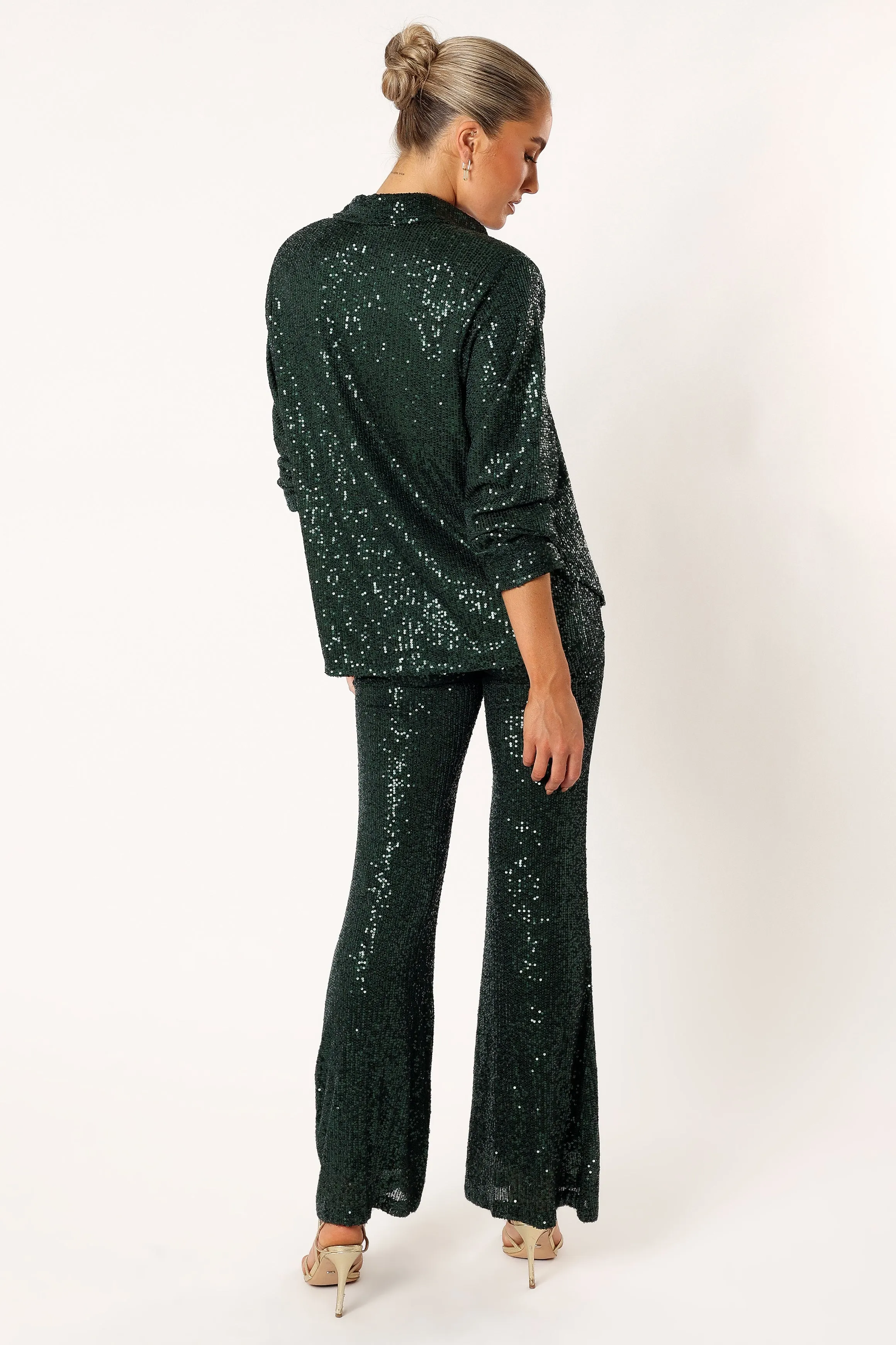 Darcy Sequin Two Piece Pant Set - Hunter Green