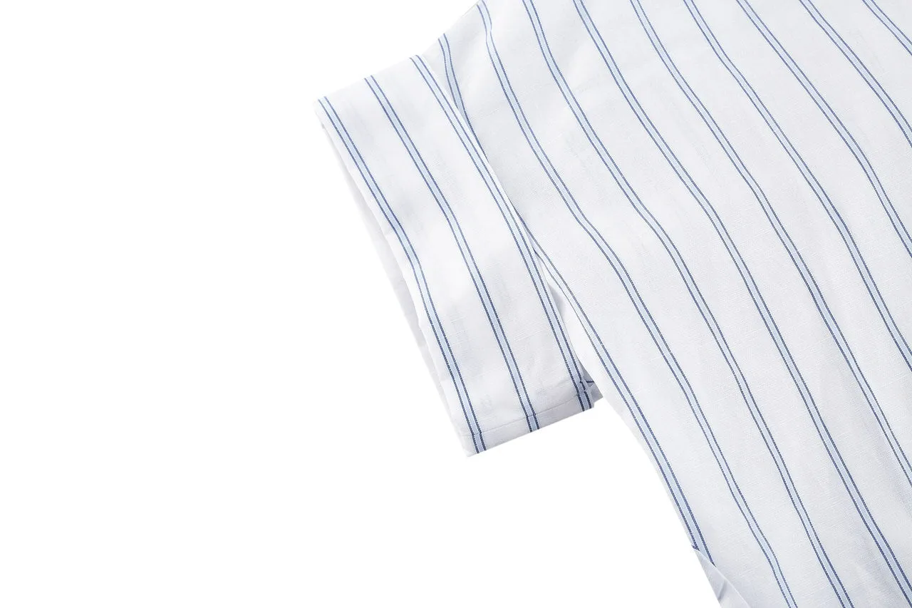 Diamond Cut Cotton Linen Bold Stripe shirt