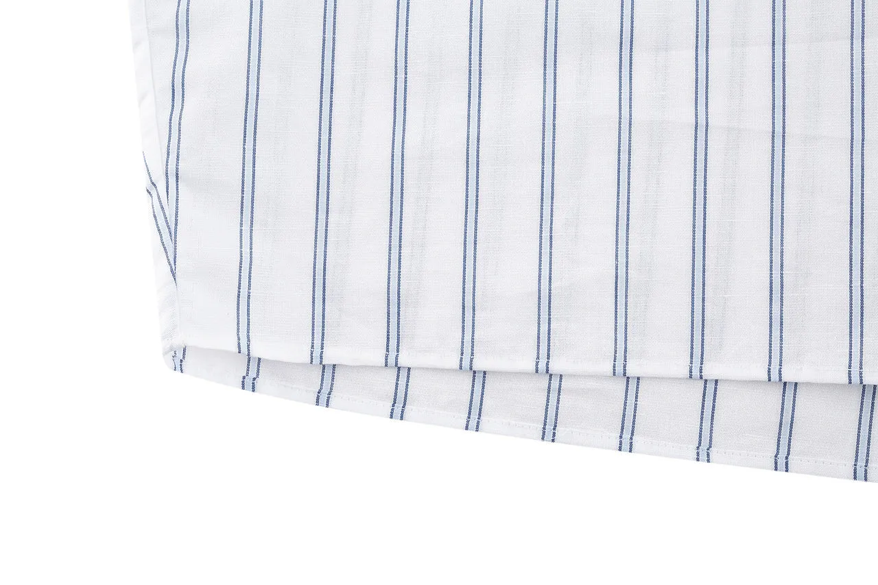 Diamond Cut Cotton Linen Bold Stripe shirt