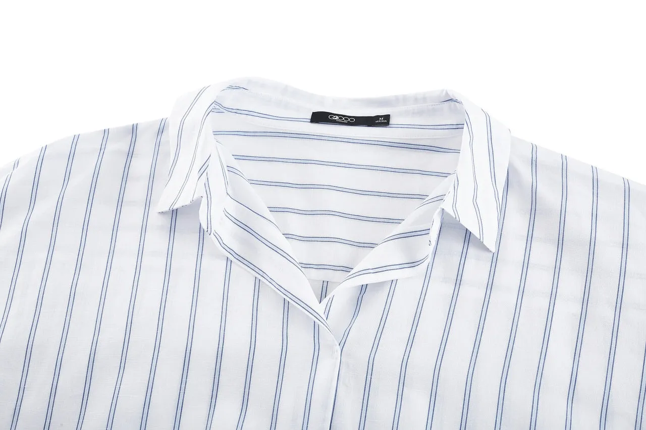 Diamond Cut Cotton Linen Bold Stripe shirt