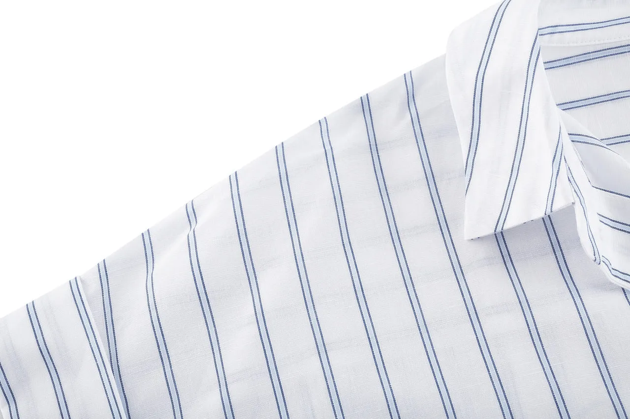 Diamond Cut Cotton Linen Bold Stripe shirt