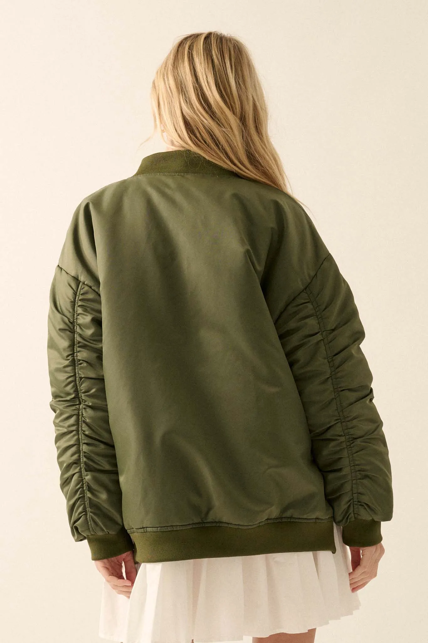 Echo Niner Oversized Side-Zip Bomber Jacket