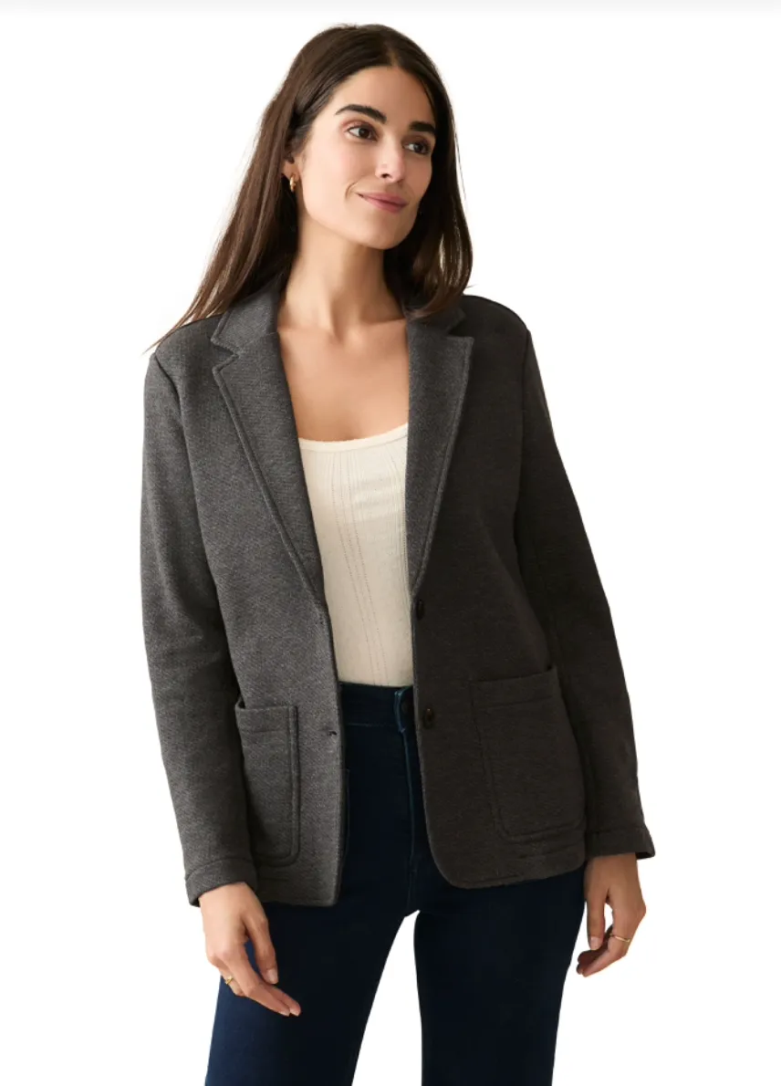 Faherty Women's Inlet Knit Blazer Black Sky  Melange