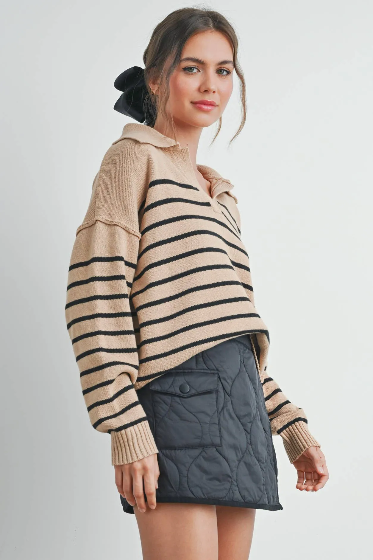 Fall V-Neck Striped Sweater