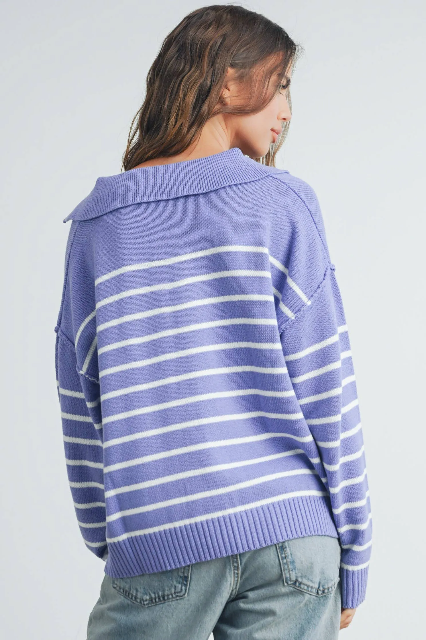 Fall V-Neck Striped Sweater