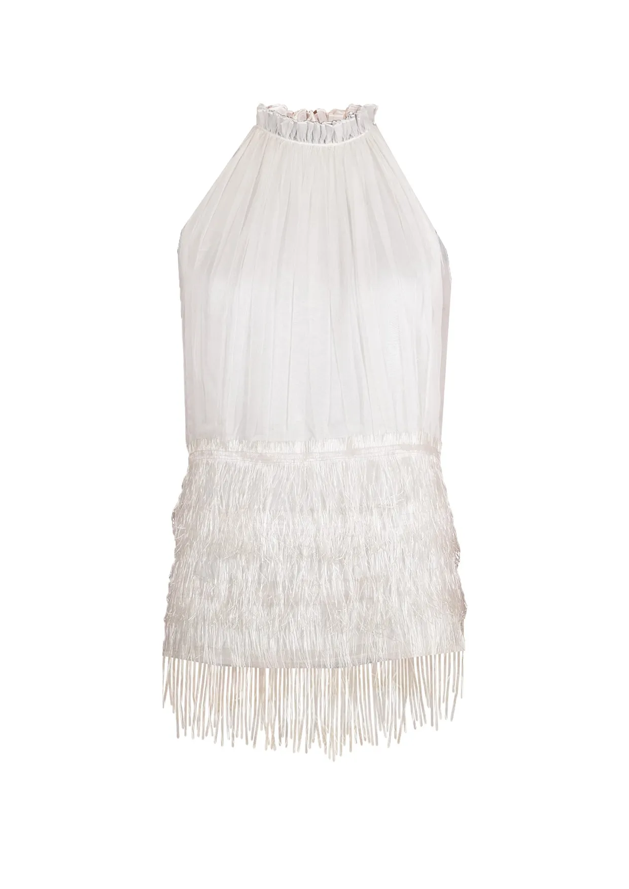 Fringed Silk Organza Halter Top