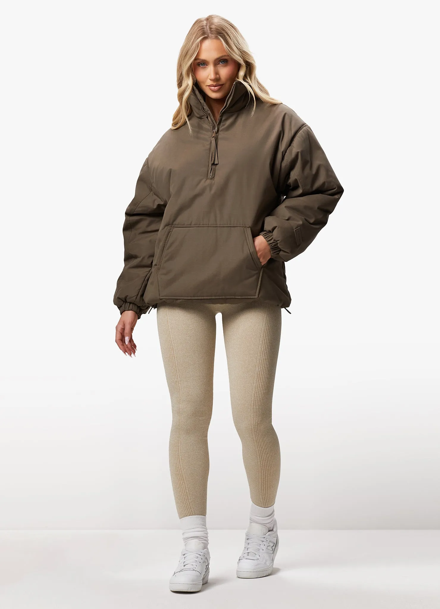 Gym King Woven 1/4 Zip Overjacket - Dusted Mocha