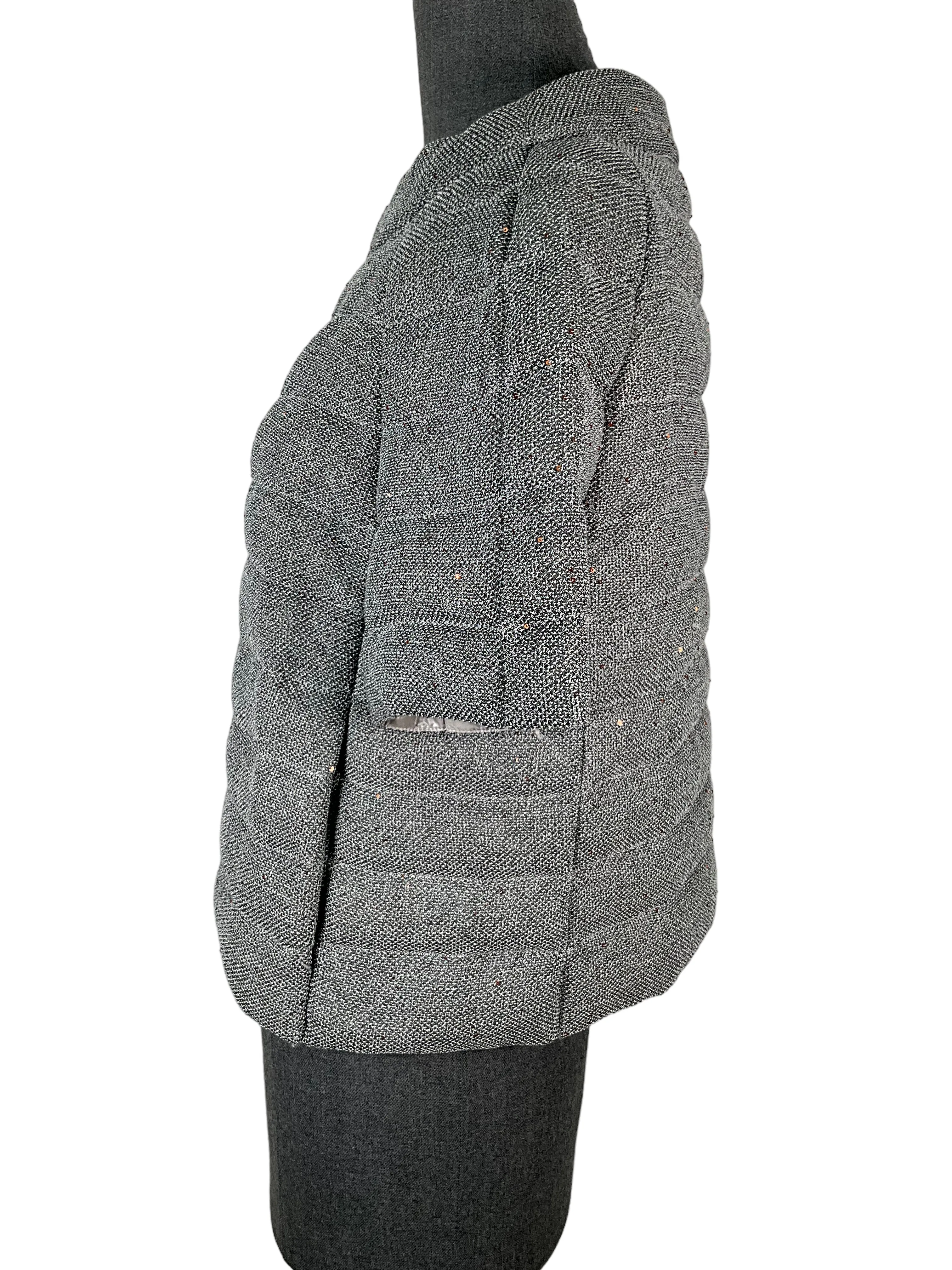 Herno Gray Textured Sequin Padded Jacket Size M