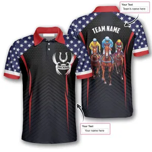 Horse Racing Patriotic Flag Custom Equestrian Shirts for Men