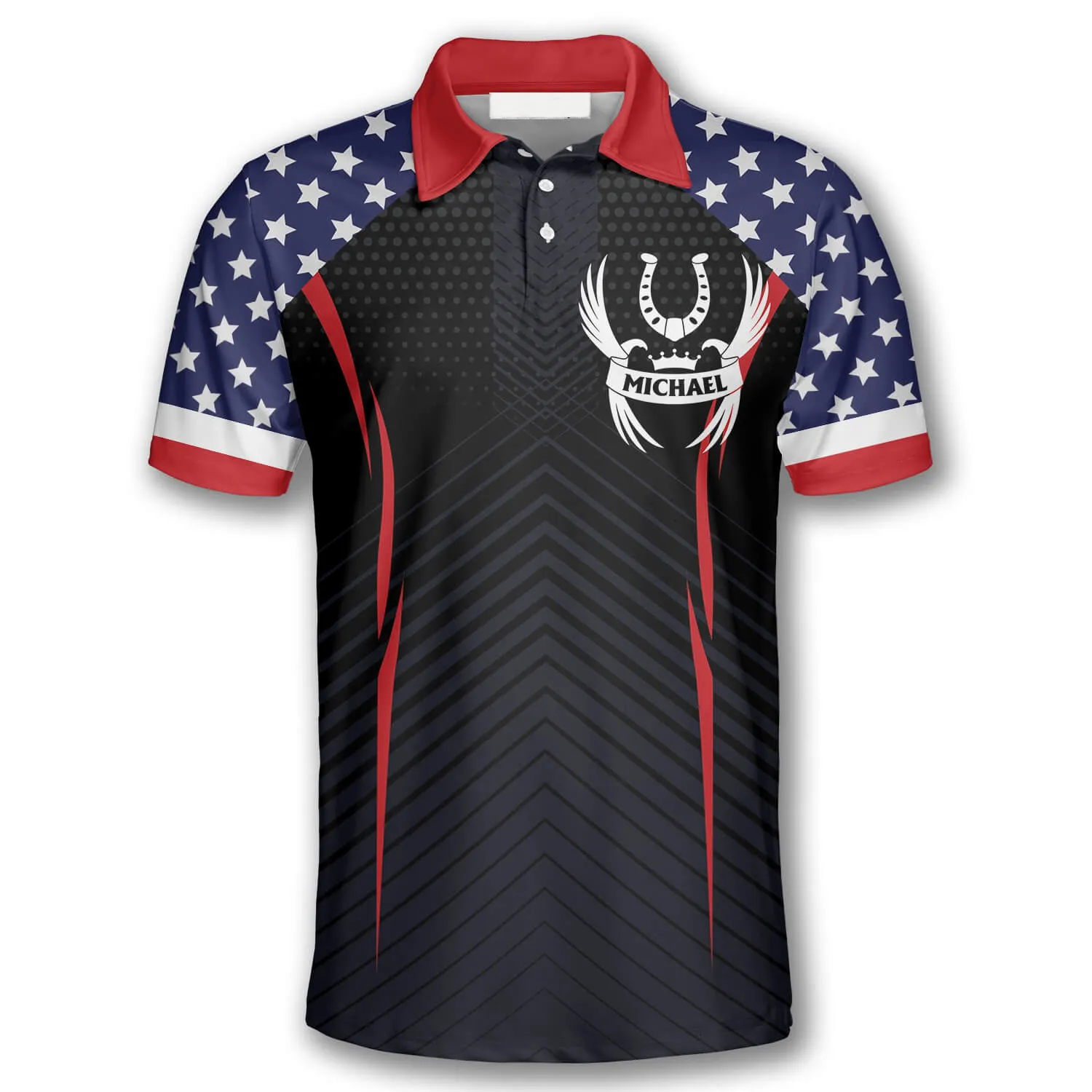 Horse Racing Patriotic Flag Custom Equestrian Shirts for Men