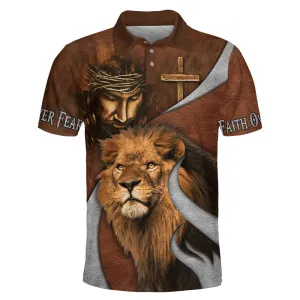 Jesus Christ And Lion Polo Shirt - Christian Shirts & Shorts