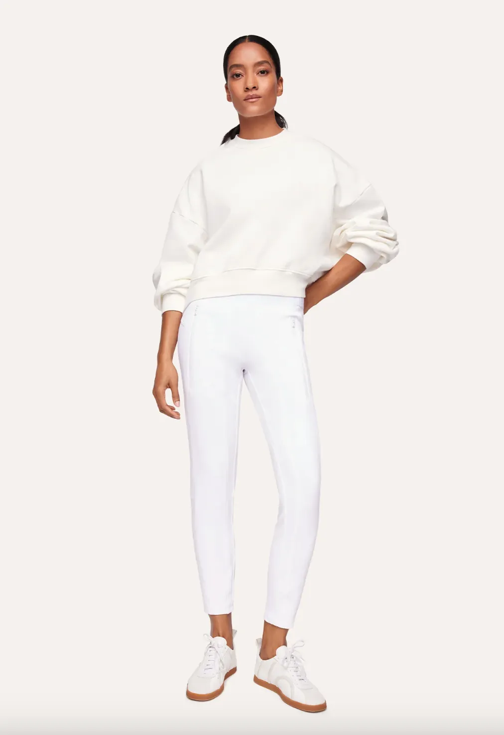 Jordi Seam Cropped Joggpants - Off White