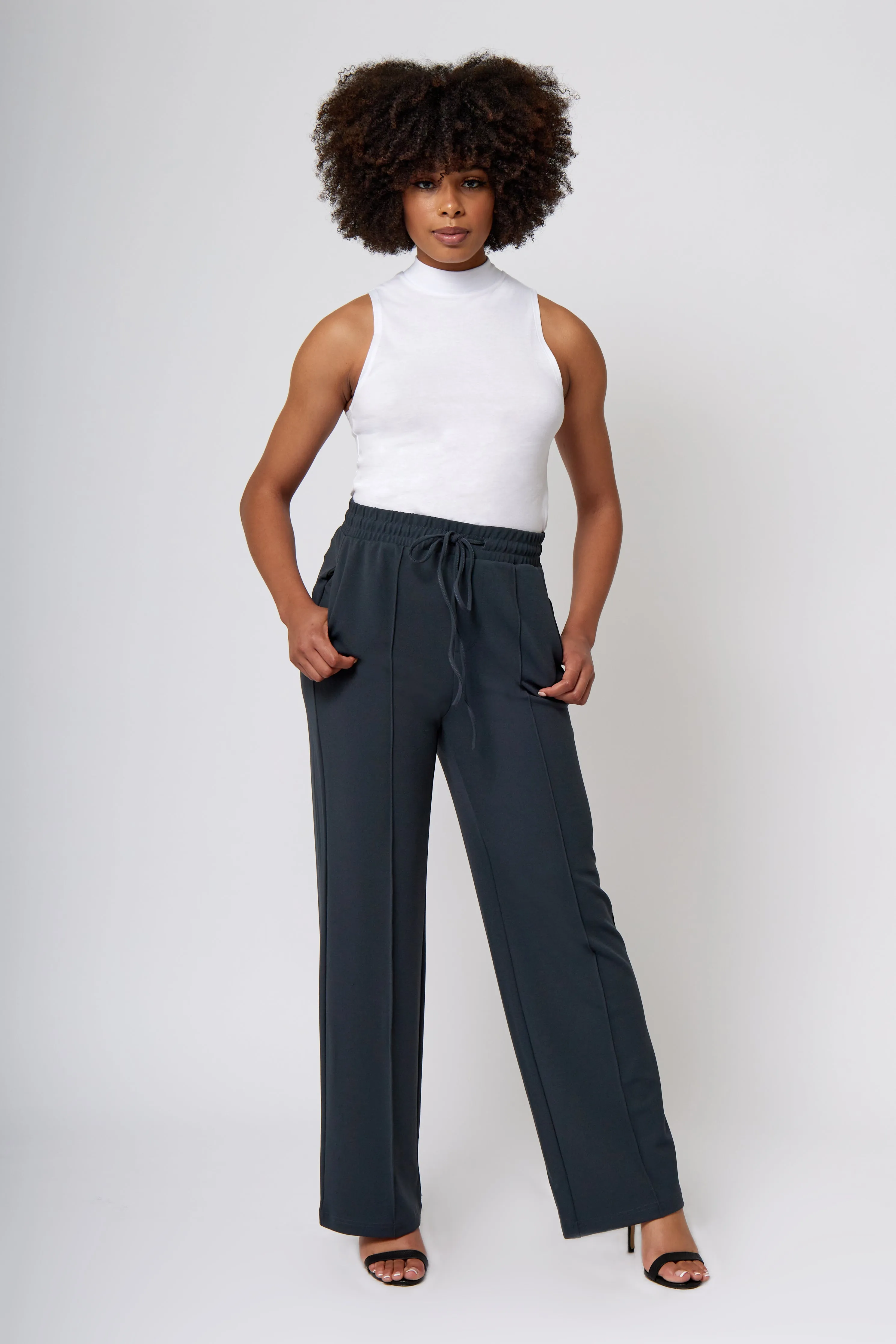 Knit Crepe Pull on Drawstring Pants