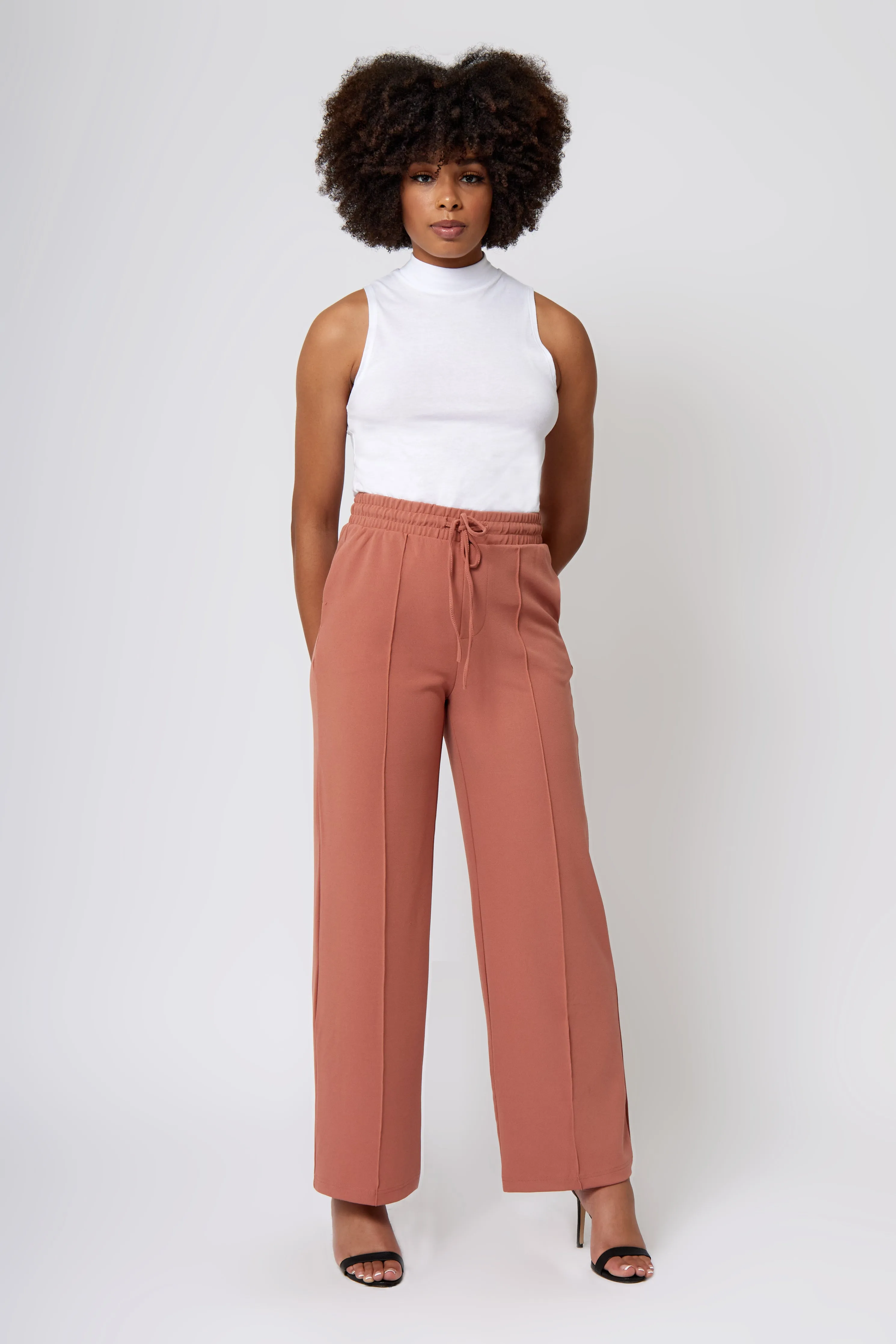 Knit Crepe Pull on Drawstring Pants