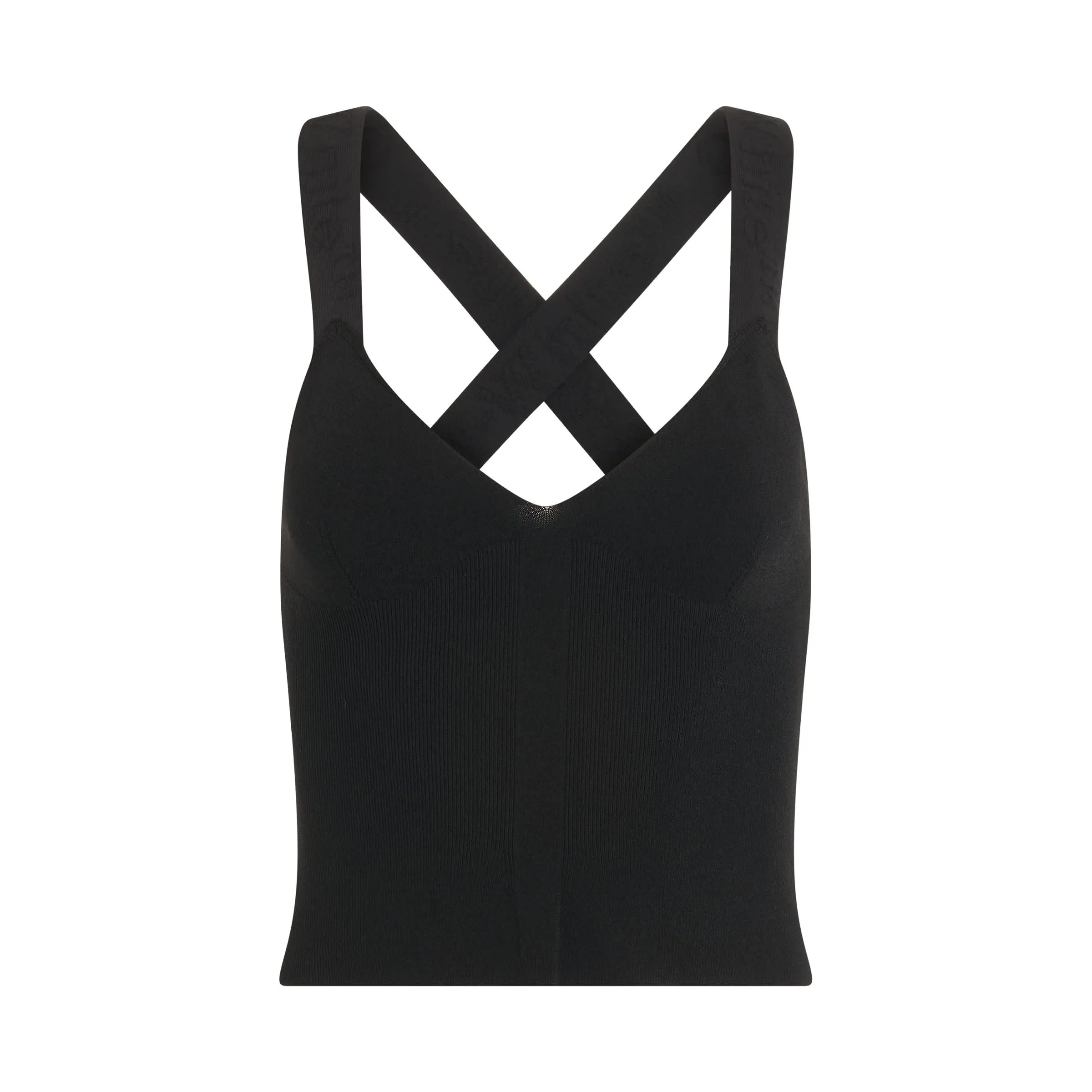 Logo Band Knit Tank Top in Black