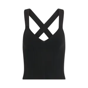 Logo Band Knit Tank Top in Black