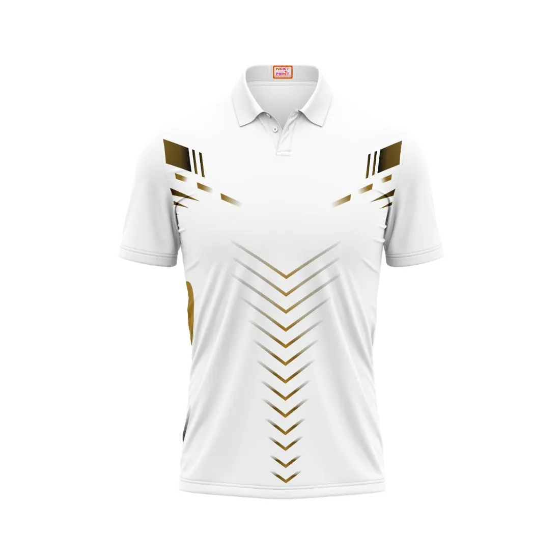 Next Print Customized Polo Neck White Jersey - Design 17