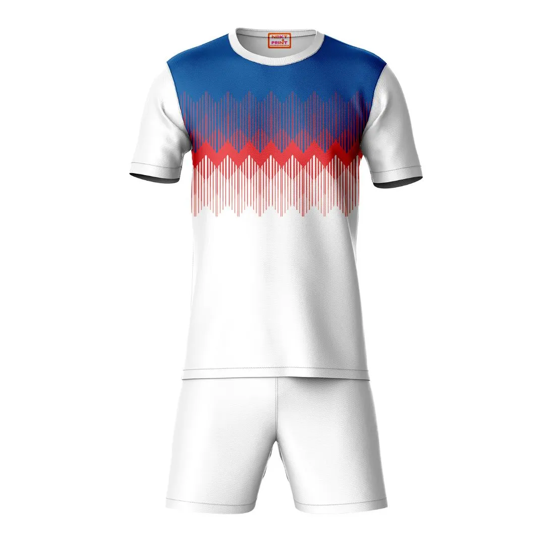 Next Print Round neck jersey white with shorts NPTS05