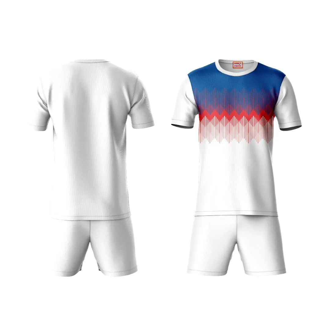 Next Print Round neck jersey white with shorts NPTS05