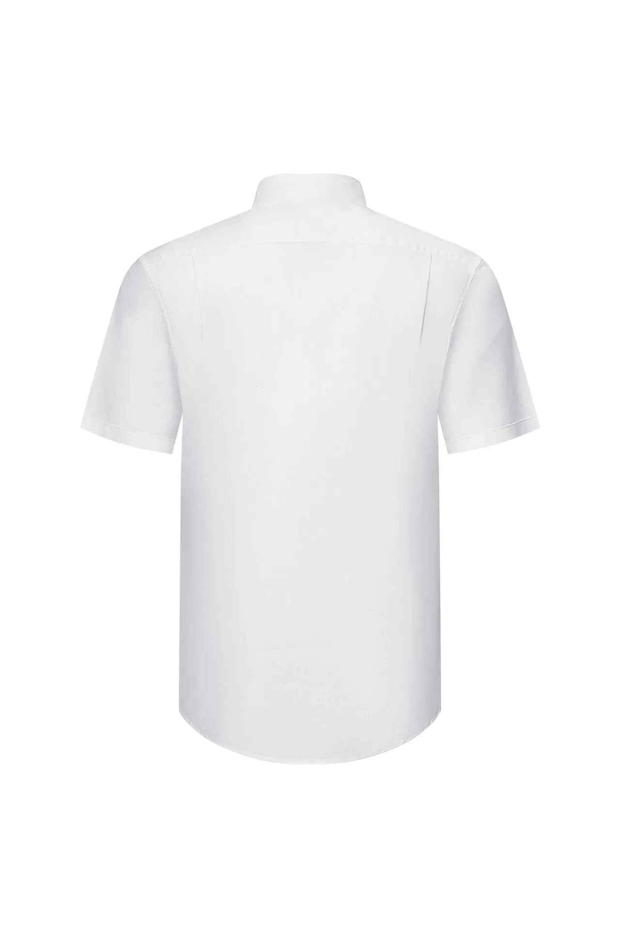 Oxford Stand Collar Logo Casual Shirt in Smart Fit Short Sleeve