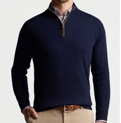 PETER MILLAR 1/4 ZIP AUTUMN CREST SWEATER - NAVY