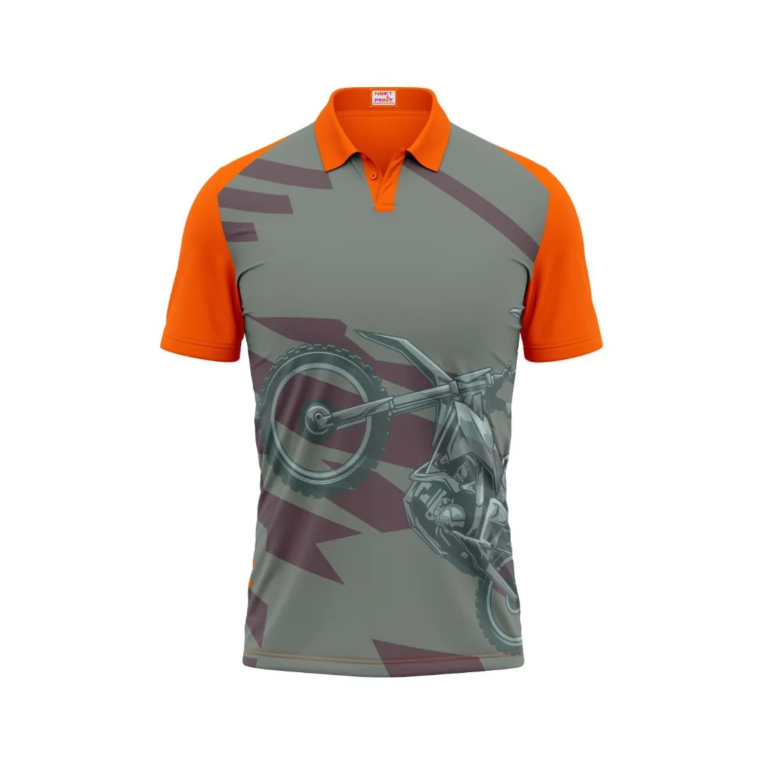 Polo Neck Printed Jersey Orange Design 14