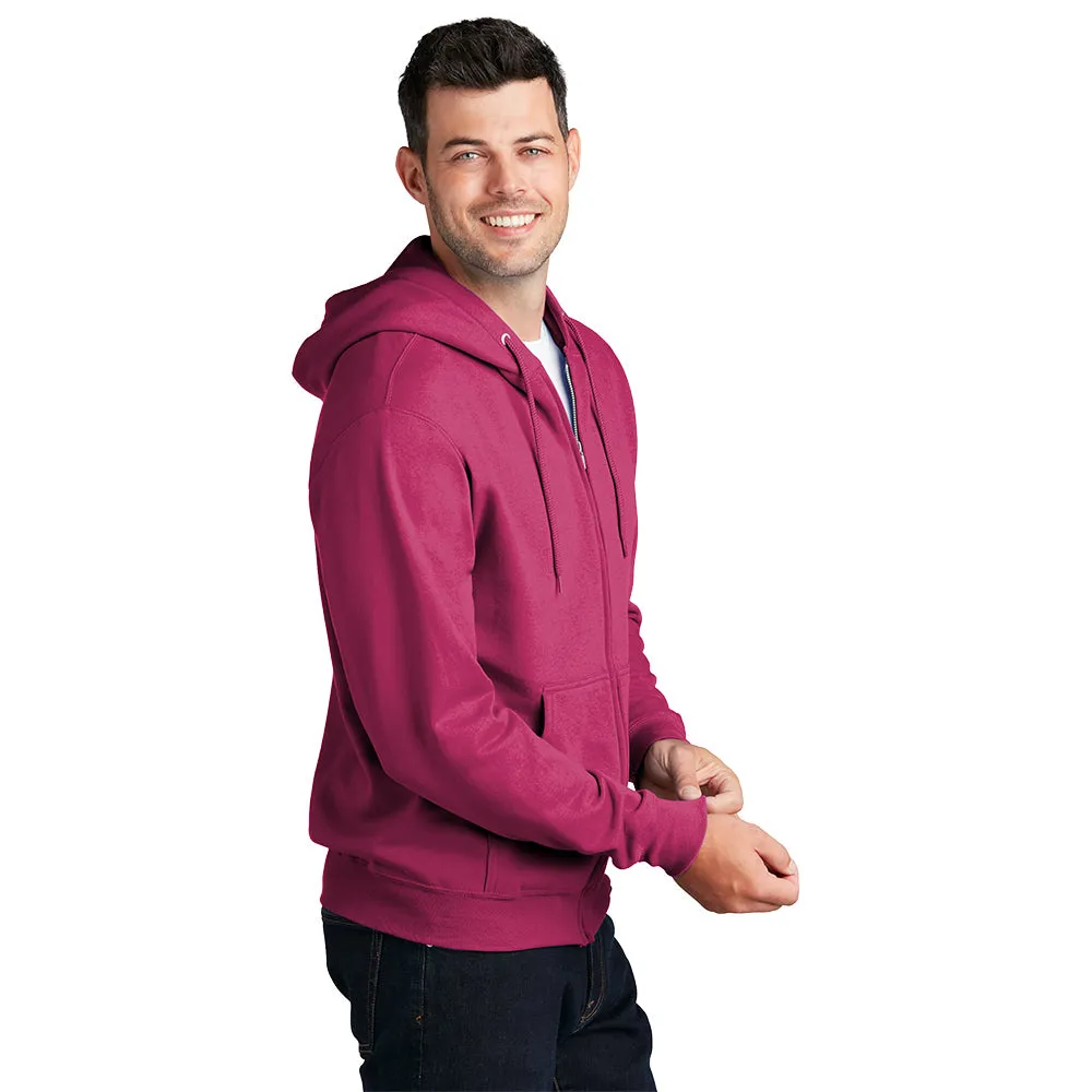 Port & Company® Core Fleece Full-Zip Hooded Sweatshirt - Sangria