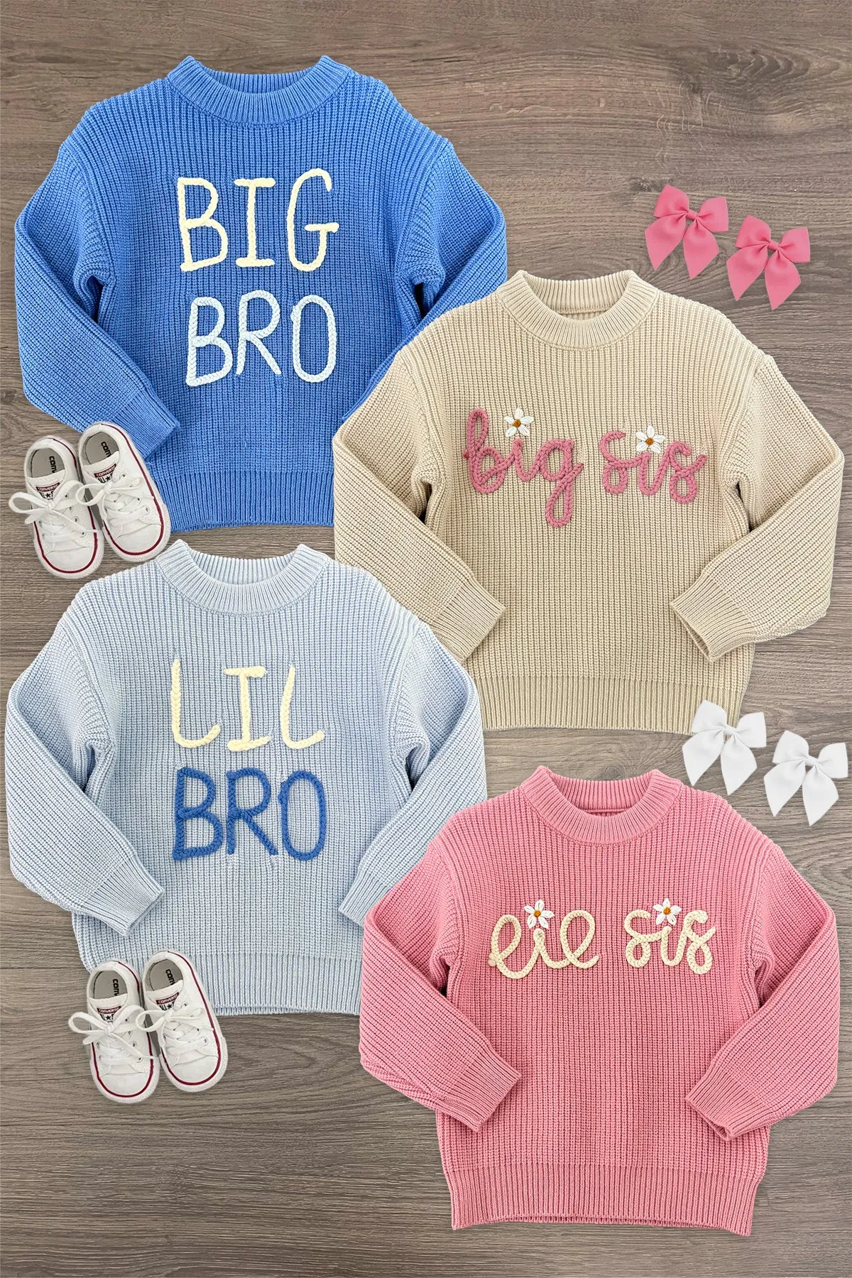 "Big Sis, Lil Sis, Big Bro, Lil Bro" Knit Sweater